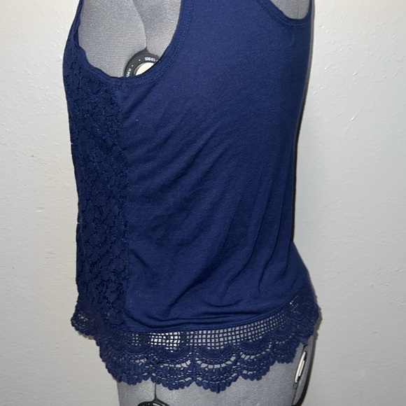 Mossimo Blue Lace Front Tank Top Women’s Size Large Navy Blue - Picture 3 of 4
